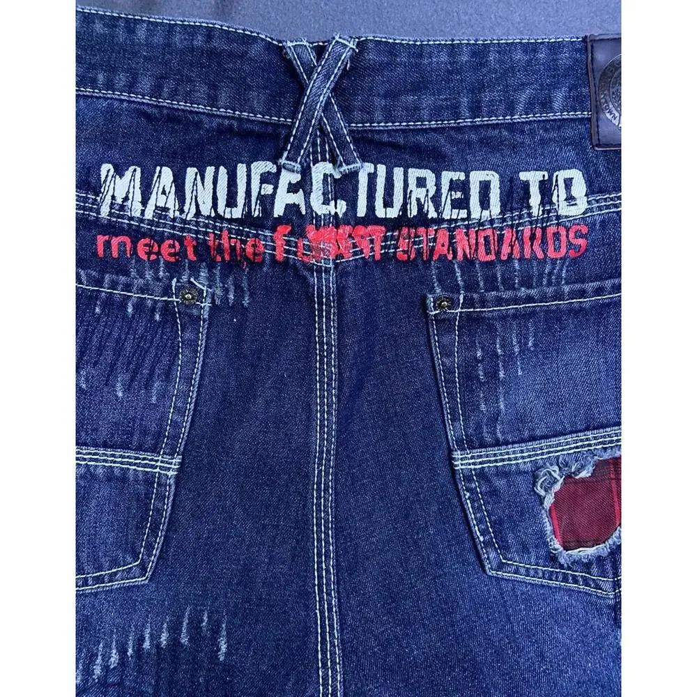 Born Fly Anytown USA Distressed Patch Paint Streetwear Denim Jeans Mens 42 44x35
